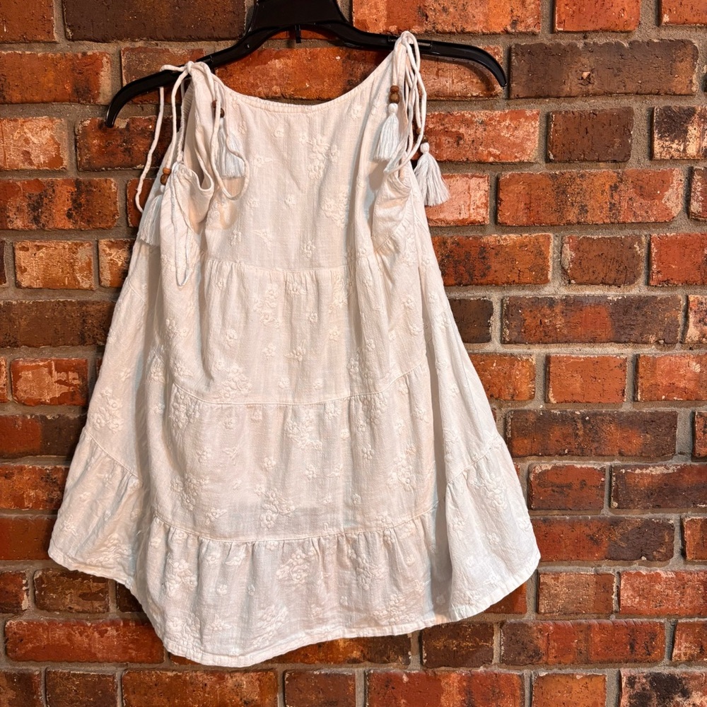 C & C California womens embroidered tiered tie shoulder cover up top white M